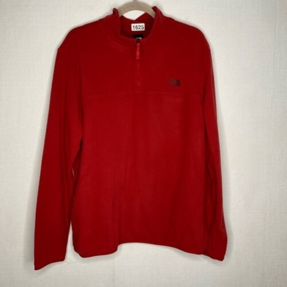 The North Face Red 1/4 Zip MockNeck‎ Lightweight Fleece Sweater Men L Honduras
